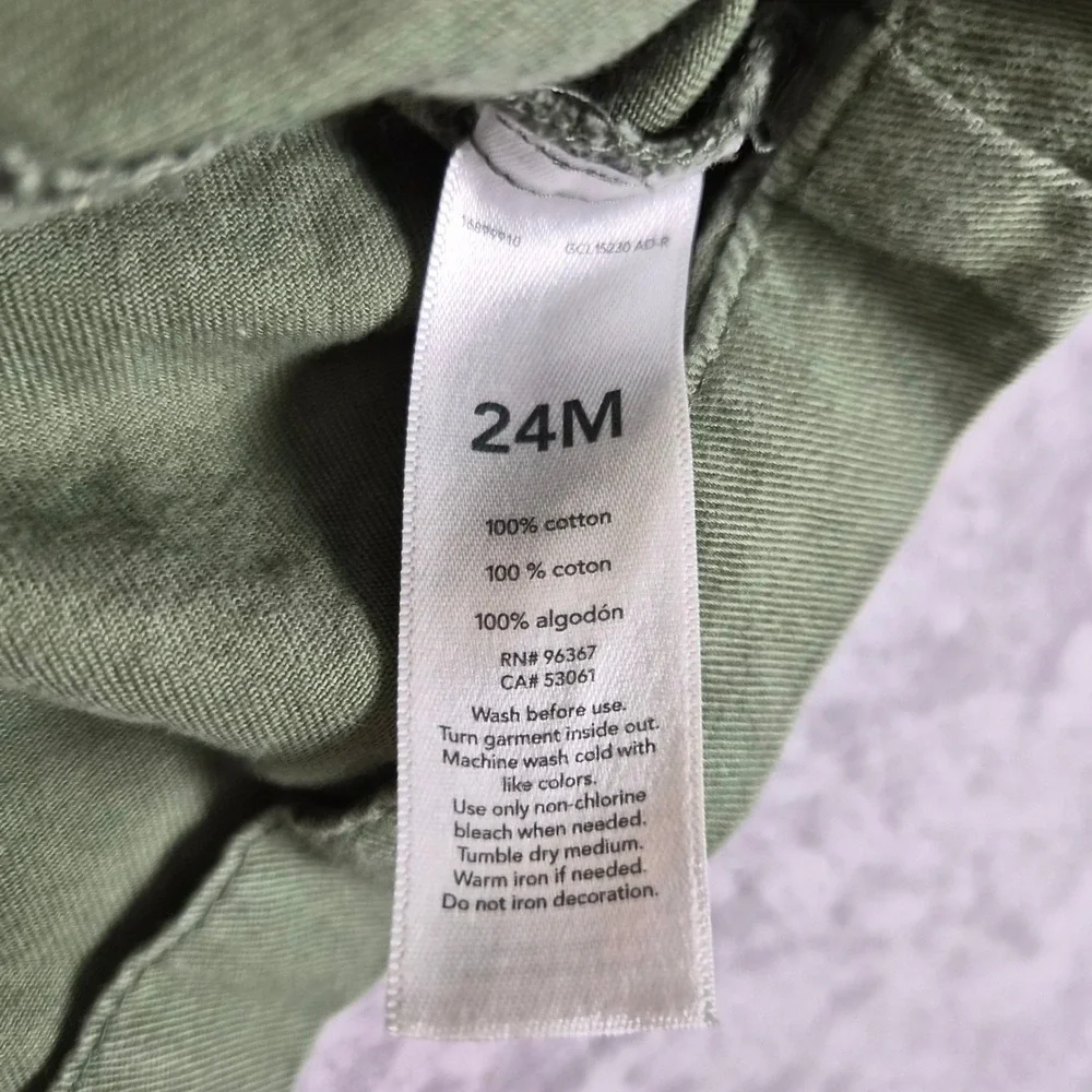 OshKosh Bgosh Utility Jacket Baby 24M 100% Cotton Hooded Canvas Sage Green Twill